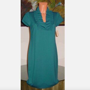 NWT Suzi Chin Maggy Boutique Teal Ruffle Dress, sz 4 or 6